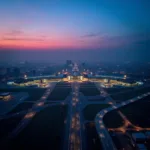 Aerial View of Delhi Airport at Dusk