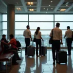 Delhi Airport Ground Staff Assisting Passengers