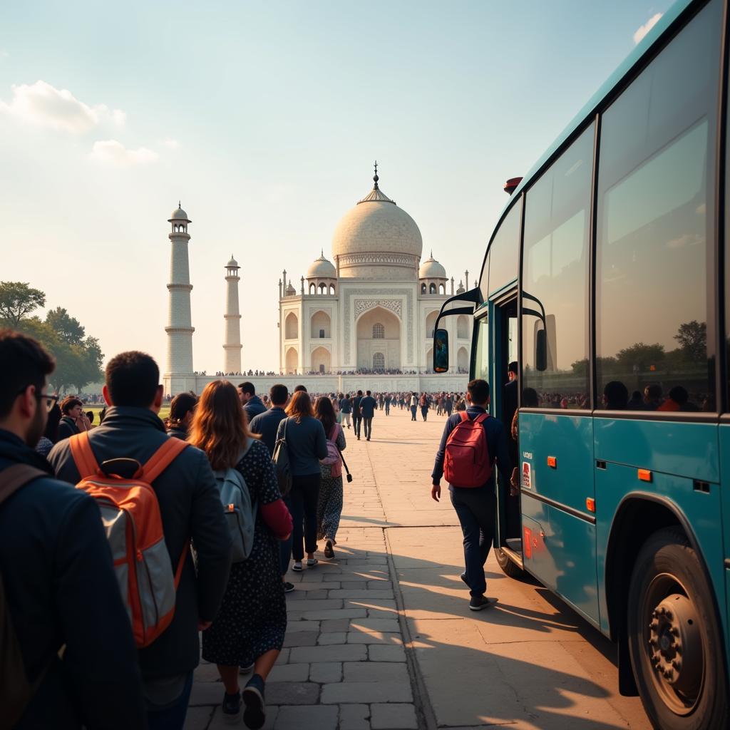 Delhi Airport to Agra Bus Travel