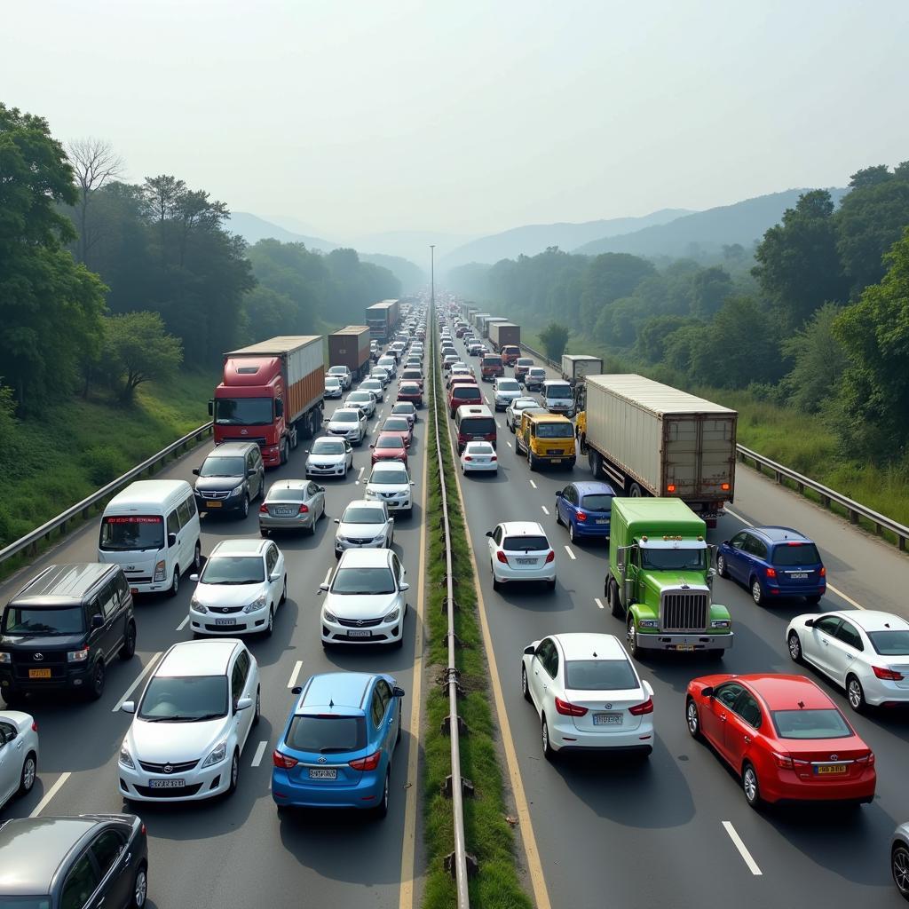 Highway traffic between Delhi and Chandigarh