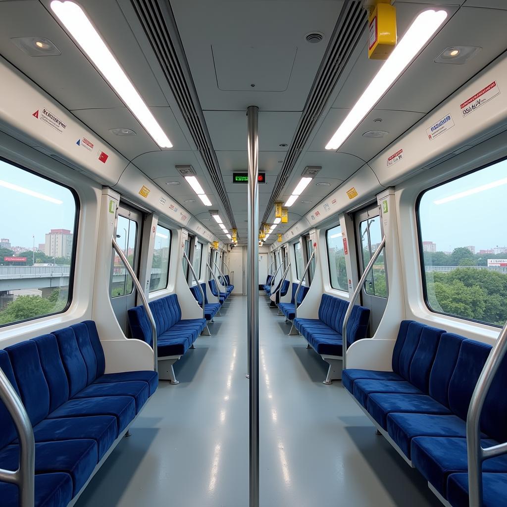 Modern and efficient Delhi Metro Airport Express train.