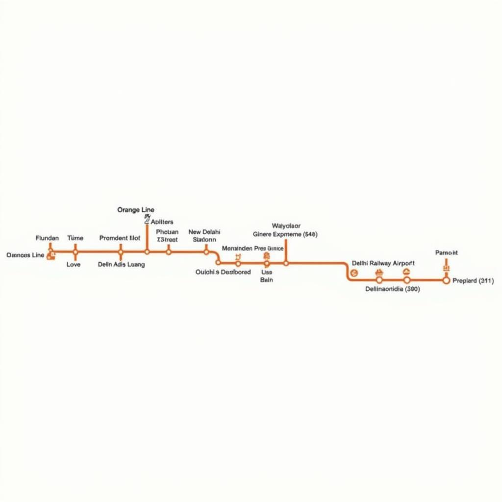 Delhi Metro map highlighting the route from the airport to the railway station