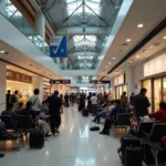 Passengers waiting in the departure lounge of Goa Airport