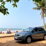 Parking a rental car near a Goa beach