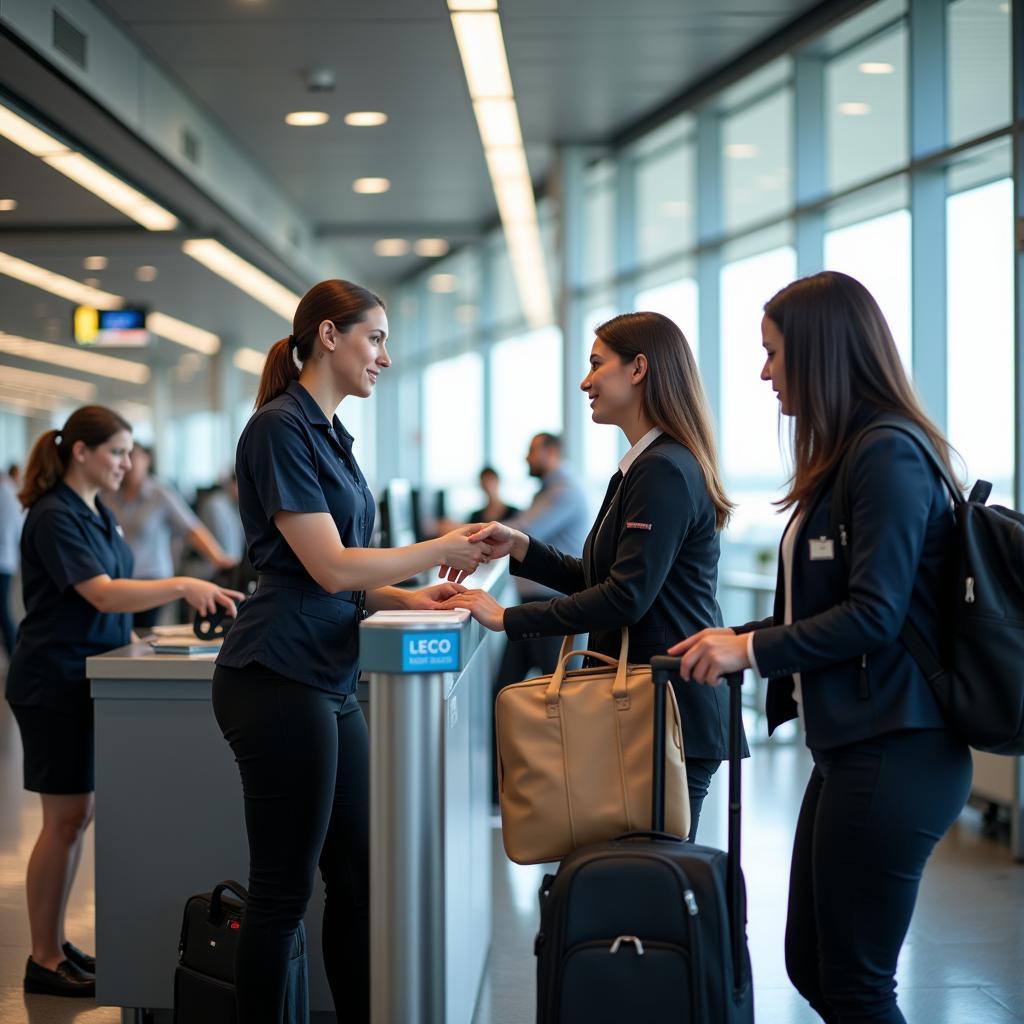 Ground Staff Assisting Passengers at Mumbai Airport