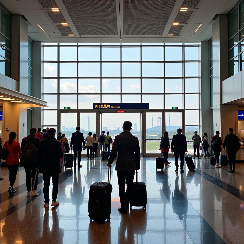 Passengers arriving at Hanoi Noi Bai International Airport