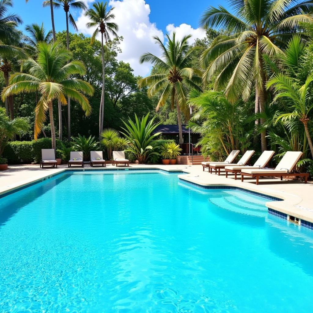 Inviting swimming pool area at a 4-star hotel in Goa near Dabolim Airport