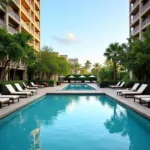 Luxury poolside view at a resort near Hyderabad Airport