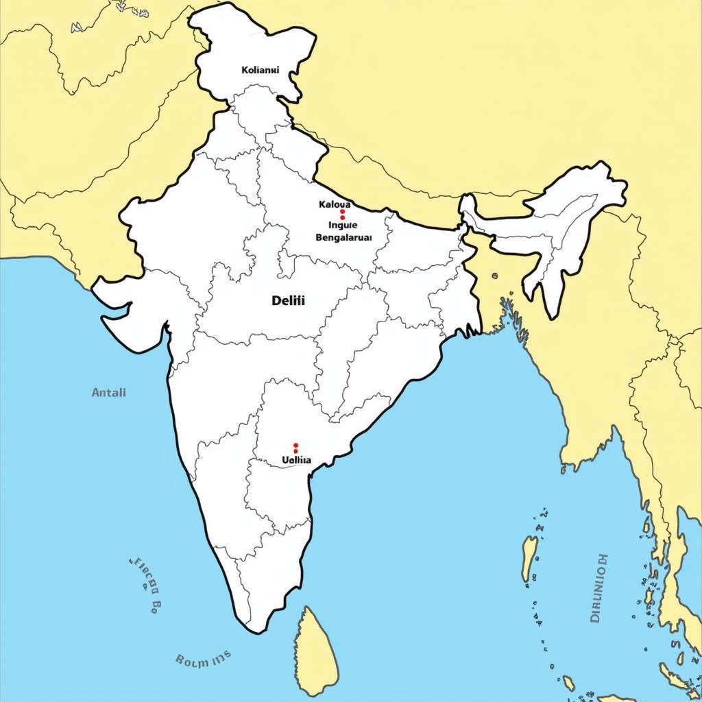 Map of 6 International Airports in India