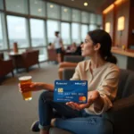 IndusInd Bank credit card holder relaxing in an airport lounge