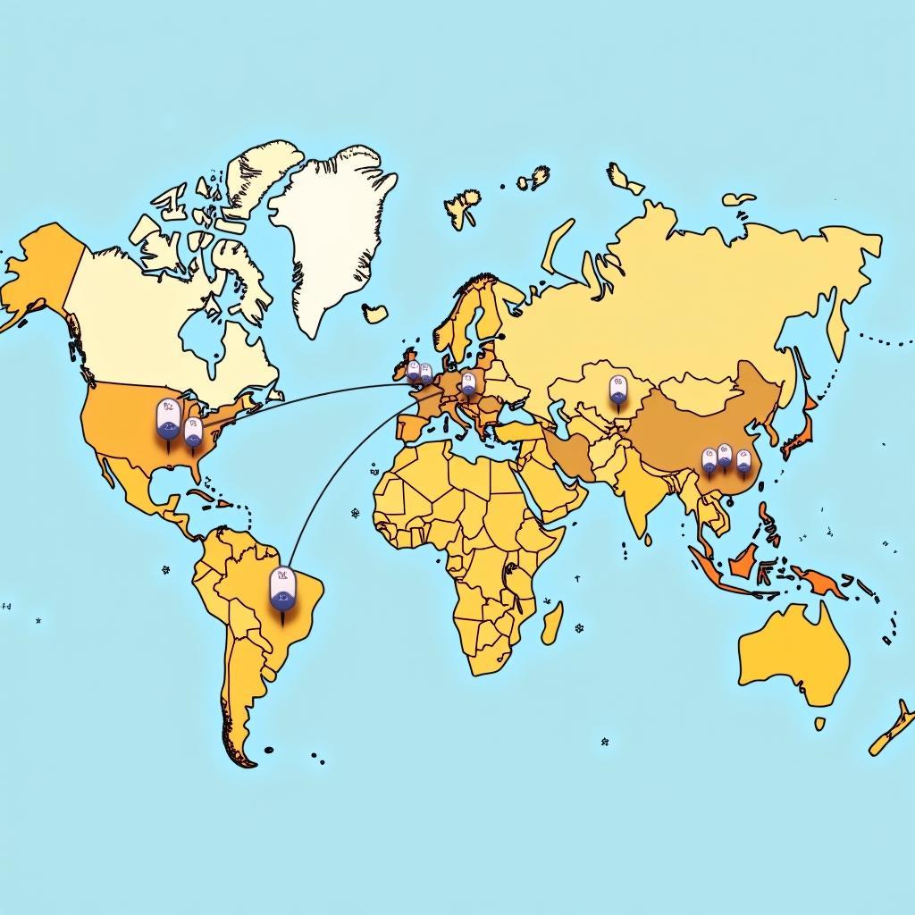 World Map with International Airport Codes