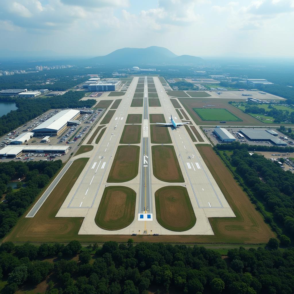 Aerial View of an International Airport in Tamil Nadu