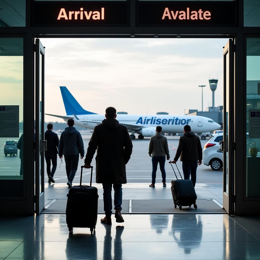 Passengers arriving at Kempegowda International Airport, Bengaluru, after their bus journey from Attibele.