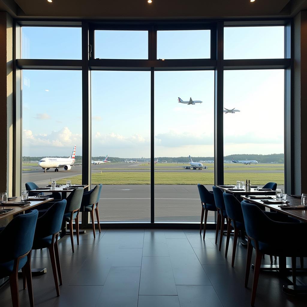 Kolkata Airport cafe with runway view