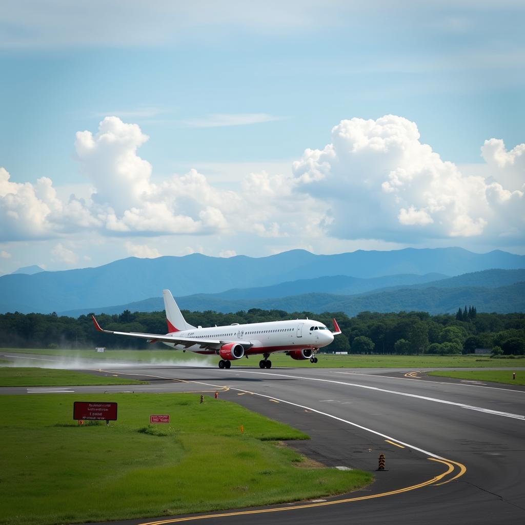 LGK Airport Runway with Plane Taking Off