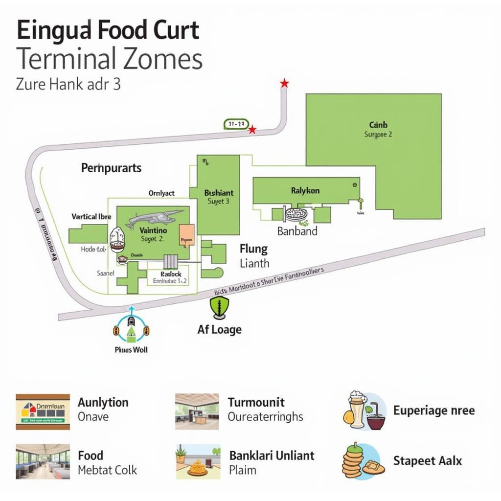 Layout of the food court in Mumbai Airport Terminal 2