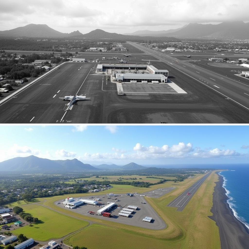 Pago Pago International Airport: A historical perspective showing its development over time, highlighting key milestones and changes in infrastructure.