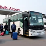 Punbus Volvo bus parked at Delhi Airport