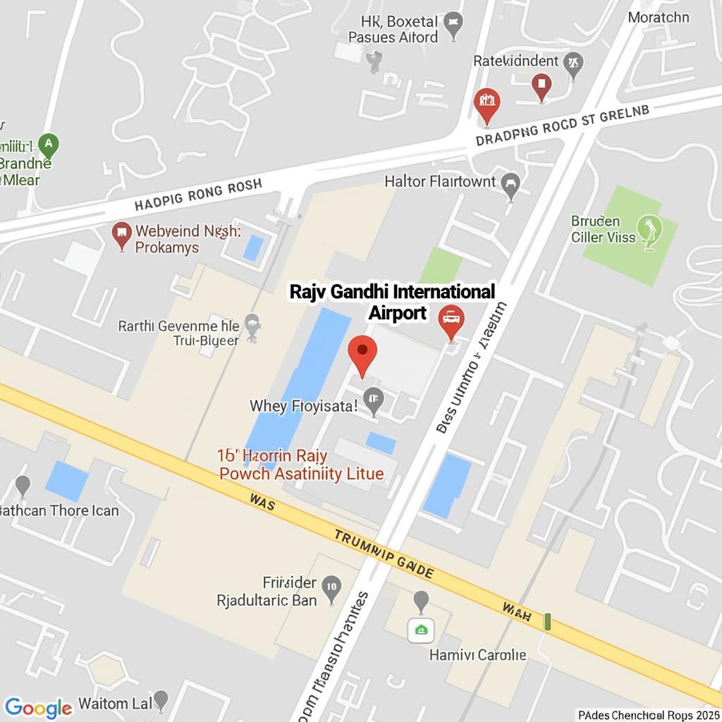 Map showing Rajiv Gandhi International Airport Hyderabad and surrounding areas