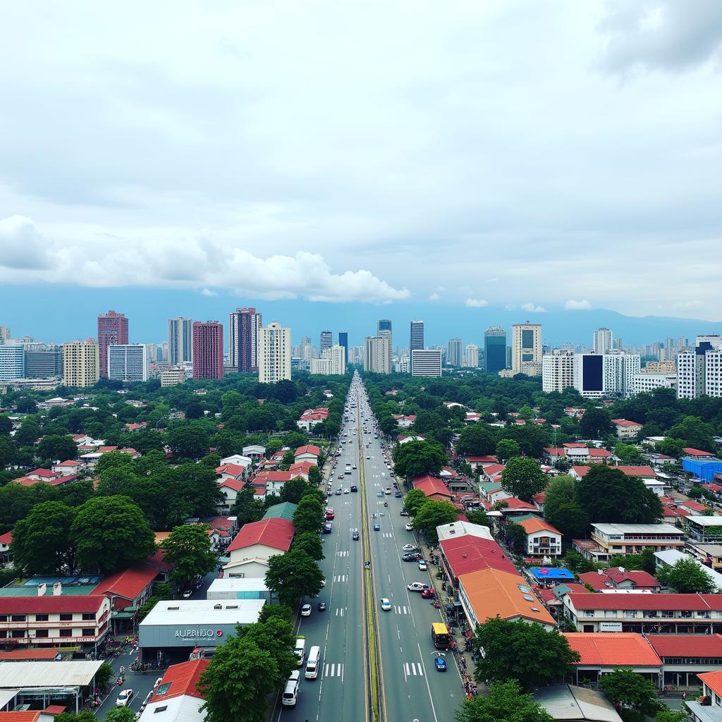 Semarang Cityscape View from Airport Road