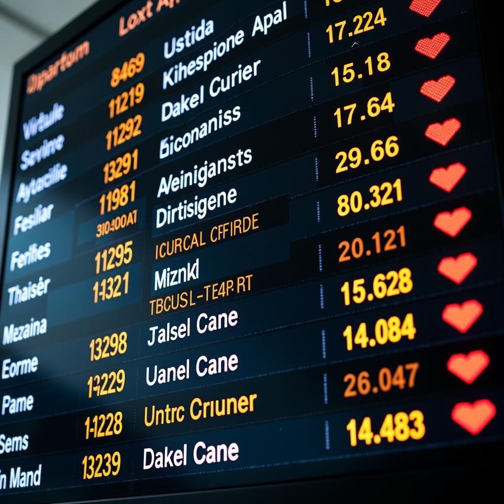 Flight departures board at Syracuse Hancock International Airport