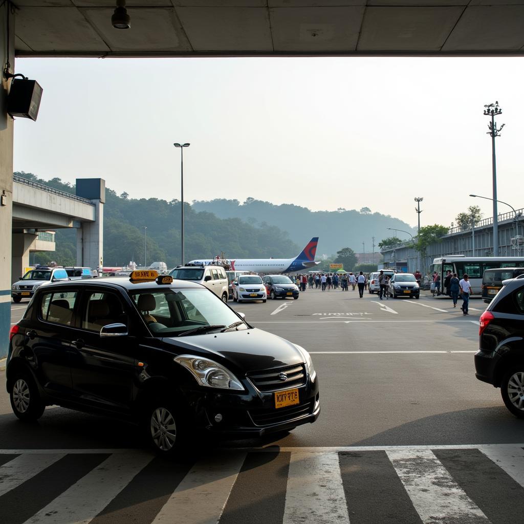 Taxi waiting outside Bagdogra Airport