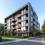 Modern Two Bedroom Apartment Building Exterior Near Pearson Airport