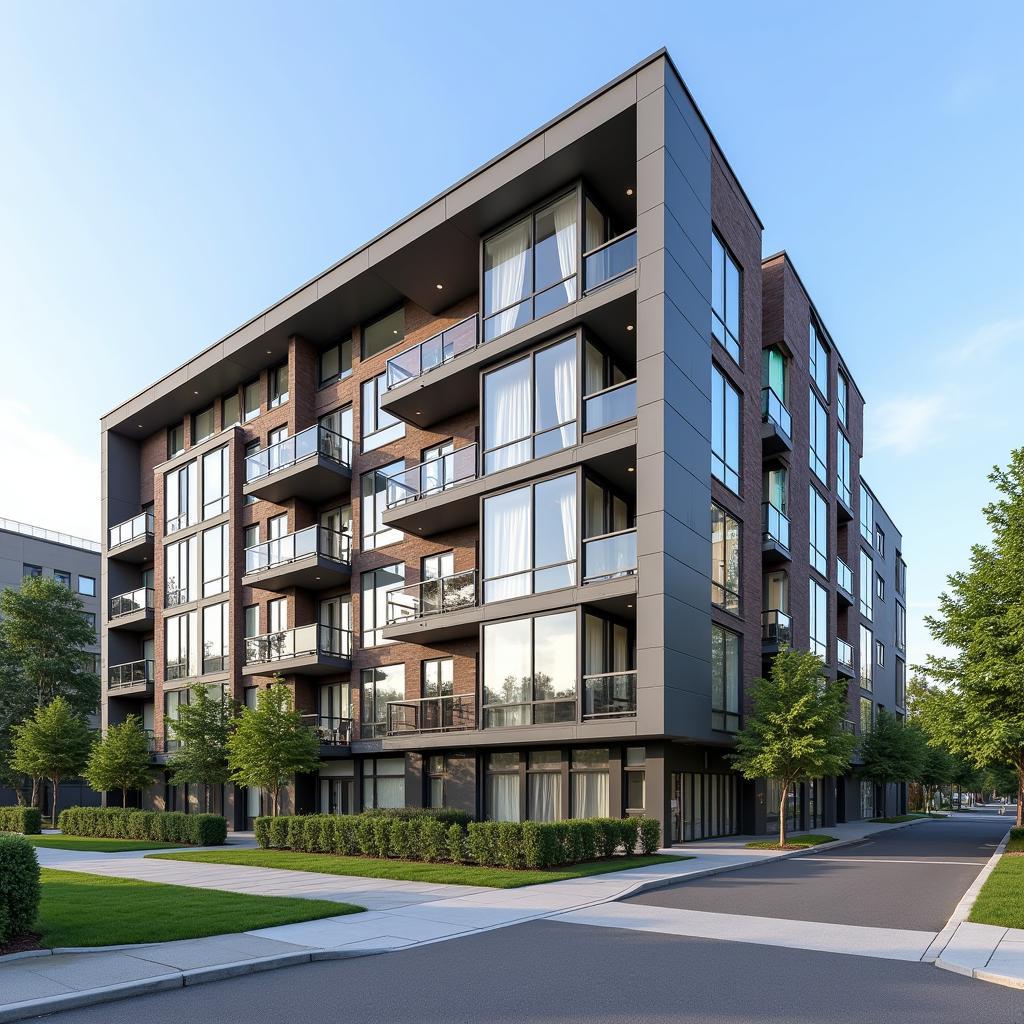 Modern Two Bedroom Apartment Building Exterior Near Pearson Airport