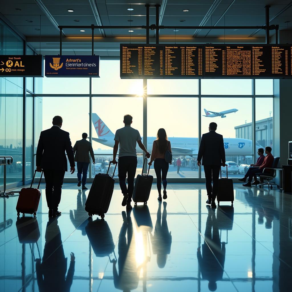 Passengers transferring between two international airports for a connecting flight