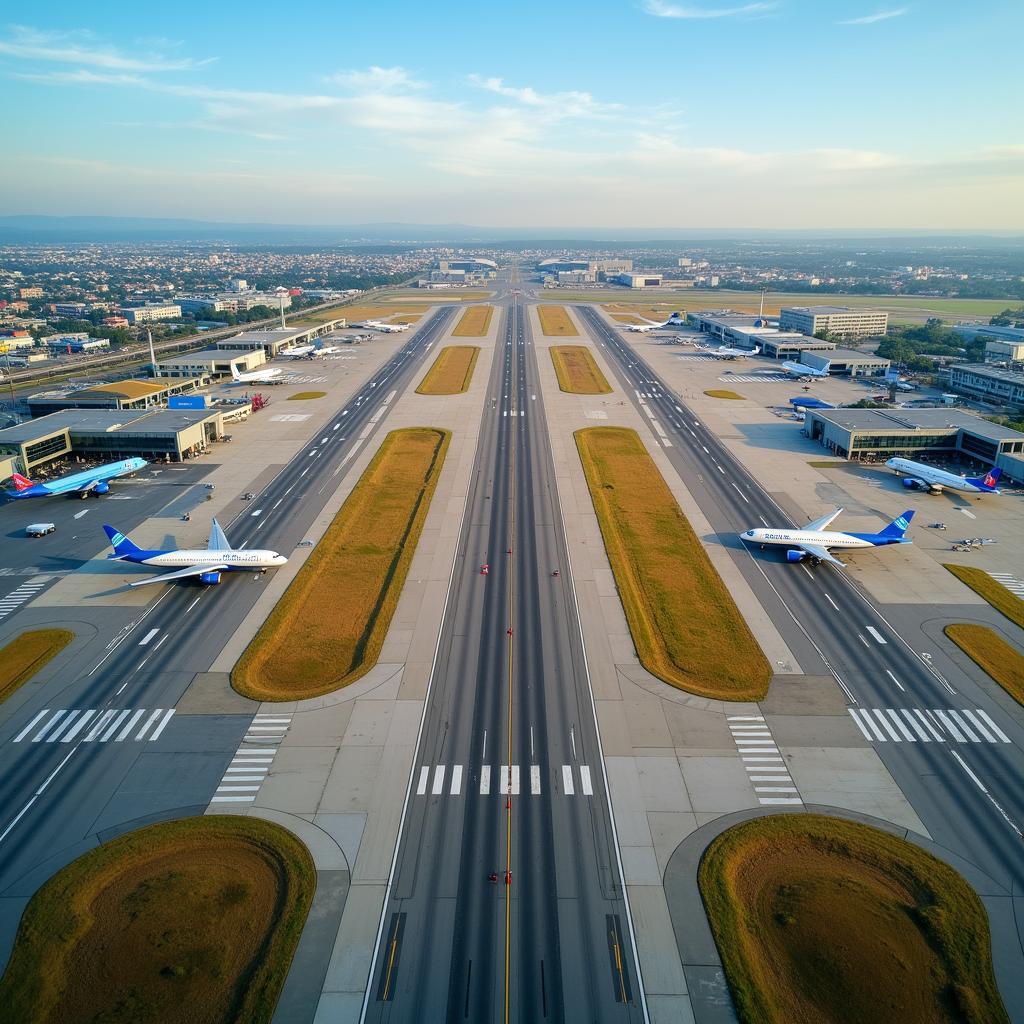 Aerial View of a Two Runway Airport