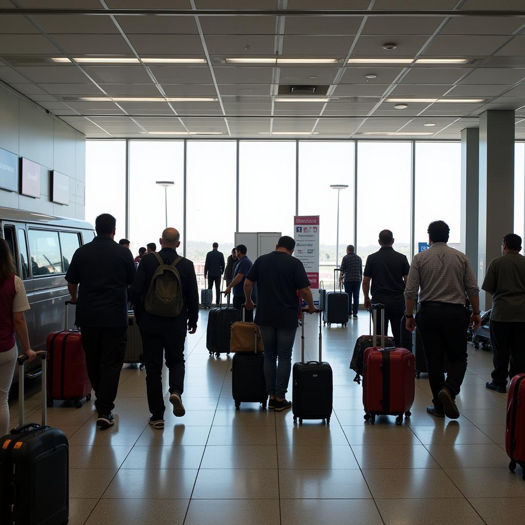 Passengers arriving at Visakhapatnam Airport